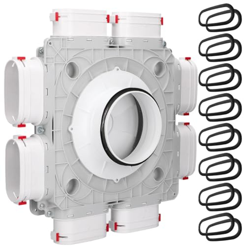 HG HAVA Luftverteiler OVAL 8x52x117 mm Ø160 (PP), Verteilerbox für Flachkanal-System, Plenum-Box zur Rekuperation, Zu- und Abluftkasten, kompatibel mit Flexivent