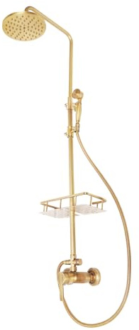 Retro Armatur Duschset, Regendusche, Wandhalterung Duschsystem, Handbrause, Einstellbar Duschstange, Messing Brause