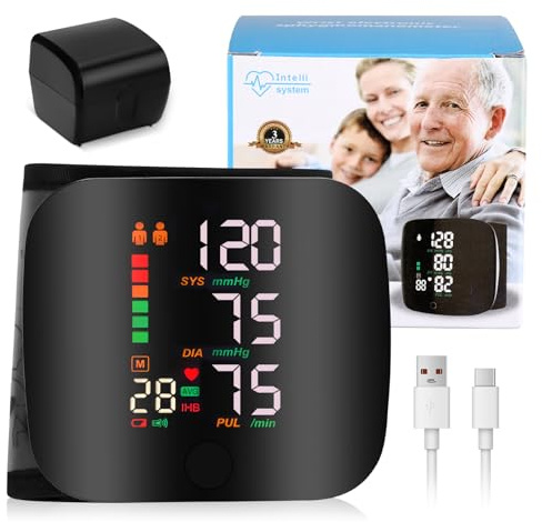 Wrist Blood Pressure Monitor Automatic Blood Pressure Monitors with Voice Broadcast and LCD Touch Screen for Adults, Seniors, Home & Travel Use