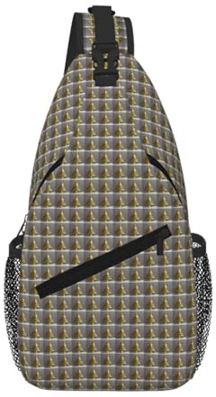 Tamiger Golden Glitter Christmas Tree Print Cross Chest Bag Diagonal Lightweight Stylish Pouch For Daily Hiking Sling Backpack