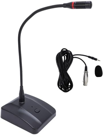 Arithmetix Microfono a condensatore a collo di cigno Microfono da tavolo XLR cardioide da 80 Hz a 1200 Hz Attrezzatura audio ABS a bassa impedenza per conferenze, riunioni, streaming,