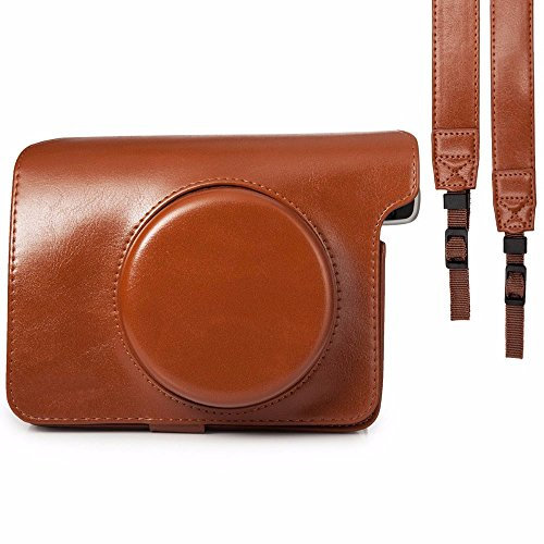 ENJOY-UNIQUE Schultertasche aus PU-Leder für Fujifilm Polaroid Instax Wide 300 Vintage Sofortbildkamera, Braun