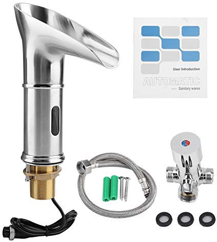 Robinet Automatique LED Capteur de Temperature Robinet Lave-Main à Détection Robinet Eau Chaude et Froide pour Cuisine Salle de Bain