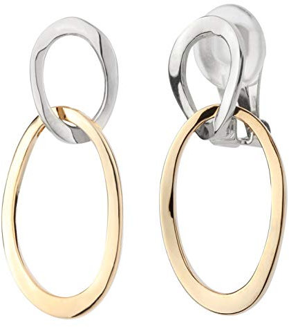 Traveller Ohrclip - Hänger - Damen - 22kt Vergoldet & Platiniert - Doppeloval - Bicolor - 33x14 mm - 157232