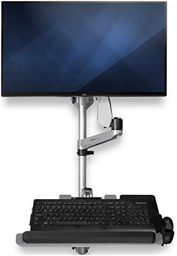 StarTech.com Wall Mount Workstation - Articulating Standing Desk w/ Ergonomic Height Adjustable Monitor Arm & Padded Keyboard Tray - 34 VESA Display - Foldable Wall Mounted Sit Stand (WALLSTSI1)