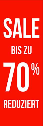 Banner Plakate Langbahn für Sale und Rabattaktionen - 48 x 138 cm für Schaufenster und Wände - auch mit Klemmschiene zum Aufhängen (Sale 70%, Ohne Klemmschiene)