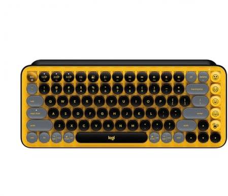 Logitech POP Keys Mechanische kabellose Tastatur | Anpassbaren Emoji-Tasten, Spanisches QWERTY-Layout - Gelb/Schwarz