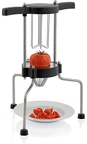 Zelsius Coupe-tomates en acier inoxydable - Sixième - Pour 6 colonnes - Coupe-légumes - Coupe-fruits - 6 lames dentelées extra tranchantes - Pour tomates, fruits, légumes