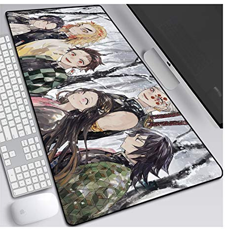 Mauspad Demon Slayer 800x300mm Gaming Mauspad, XXL Anime Mousepad, Höchstmaß an Präzision, extra stark vernähter Rand, gummierte Unterseite, Desktop Computer, D