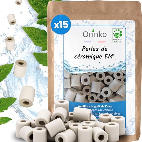 orinko 15 Perles de Céramique EM - Améliorent la Qualité de l’Eau - Réduisent Les Dépôts Calcaires - Parfaites pour Une Carafe, Bouteille, Gourde, Cafetière, Bouilloire