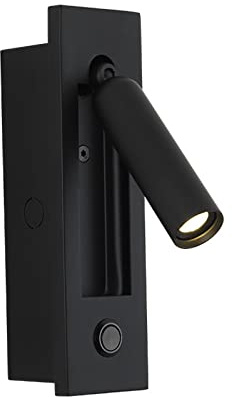 YFMYY LED Bedroom Lamp Headboard Wall Light Sconce, Bedside Reading Light Recessed Push Switch Wall Lamps, Hotel Bed Side Decorative Wall Sconces Spotlight, 360° Rotatable 92° Foldable (Black)