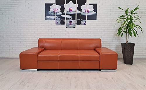 Quattro Meble Cognacfarbe Echtleder 2,5 Sitzer Sofa London Breite 220cm Ledersofa Echt Leder Couch viele Farben