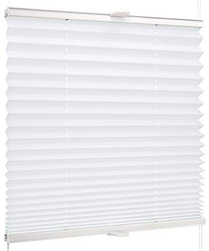 SchattenFreude Basic Klemmfix-Plissee für Fenster | Mit Klemm-Haltern | Ohne Bohren | Reinweiß, Breite: 70cm x Höhe: 100cm