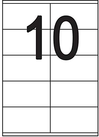 100 Blatt Etiketten Selbstklebend 105,0 x 57,0 mm 1000 Stück DIN A4 permanent haftend Vielzweck Etiketten Weiß - 10 Stück pro Blatt