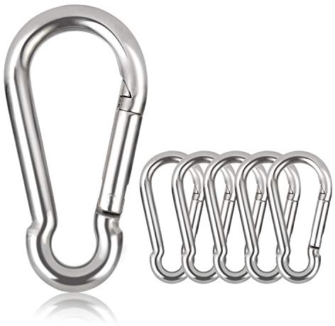 Karabiner Legierter Stahl, Schlüsselanhänger Karabinerhaken 50mm x φ5mm belastbar bis 120 kg Kletterhaken verzinkt (6 Stück)