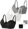 Vinfact Set da 3 Reggiseni Allattamento Senza Cuciture Reggiseno Premaman Cotone Morbido con Imbottito Reggiseno Gravidanza Senza Ferretto, Design Sexy con Scollo a V-S-Nero，Grigio，Bianco