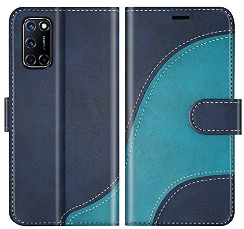 BoxTii Hülle für Oppo A52 / Oppo A72 / Oppo A92, Leder Handyhülle für Oppo A52 / Oppo A72 / Oppo A92, Ledertasche Klapphülle Schutzhülle mit Kartenfächer und Magnetverschluss, Blau