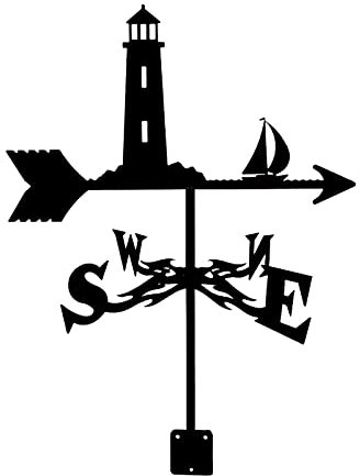 CNMJI Girouette en Timonier Bateau-Phare Alpaga Indicateur De Direction du Vent Weathercock Produits Métalliques Acier Inoxydable pour Toit Fermier Décoration De Jardin Noir,Lightship