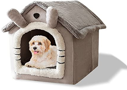 Galatée Katzenhöhlenbett, Waschbares Hundebett, Warmes Und Gemütliches Plüschkatzen-Iglu, Faltbares Komfortables Haustier-Katzenhaus, Haustierbett Mit Rutschfestem Boden(S, Graue Katze)