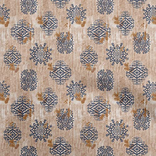 oneOone Baumwoll Flex Orange Stoff, Asiatischer Kelim Quiltbedarf, Bedruckter Nähstoff, Meterware, 40 Zoll Breit