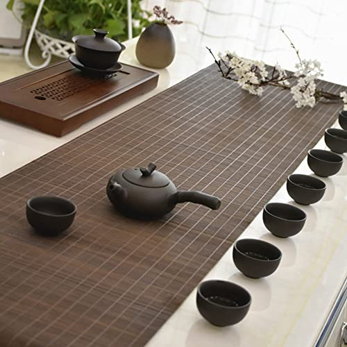 FUDANLI Tischläufer rutschfeste Tischsets Bambus Gewebt, Rustikaler Tischläufer Roller Braun, Hitzebeständige Teematte für Esstisch/Teehaus (Size : 50x150cm/19.7x59in)