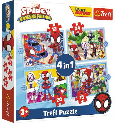 4 in 1 Puzzle 12,15, 20, 24 Teile Marvel Spidey