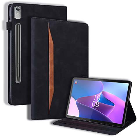 Vkooer Funda para Lenovo Tab P11 Pro 2nd 2022 / Pad Pro 2022 (11,2 Pulgada) Carcasa Cuero PU Ligero Flip Case Cover Negocios con Ranura para Tarjetas y Función de Soporte, Negro