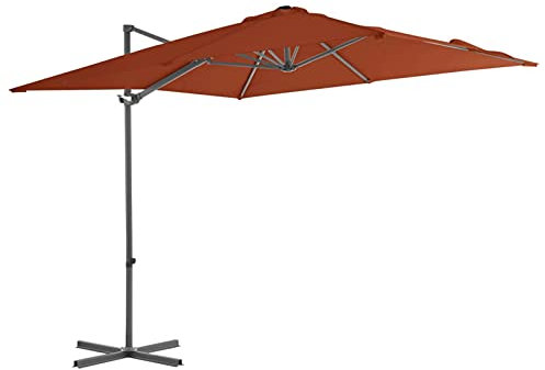 ZEYUAN Ampelschirm mit StahlMast, Balkon Sonnenschirm, Marktschirm, Garten, Balkon Schirm, Sonnen Schirme, Balkonschirm, Terrakotta-Rot 250x250 cm