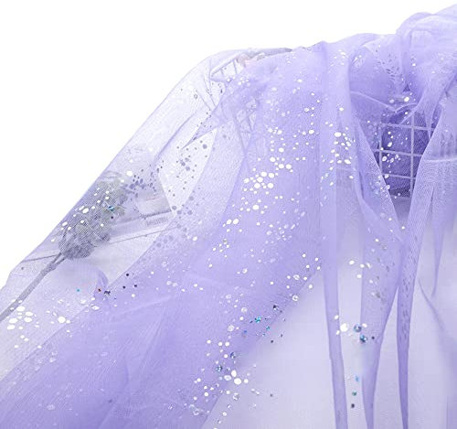 Wambere 160cm x 3m Tüll Stoff,Glitzer Tüll Dekostoff mit kleine Pailletten Dekostoff Tüll Stoff für Hochzeit Party Bankett Deko Handwerk Hochzeit Tischedeko Geschenk Bogen Dekostoff,Lila