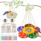 Tikplus DIY Holz Vogelfutterspender,2 Stück Vogelhaus mit Aquarellstift, Edelsteinaufkleber, Basteln Kindergeburtstag Wooden Arts Hängend Vogel Haus Set für Jungen Mädchen Outdoor Spielzeug