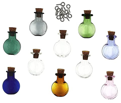 Garneck Mini-Glasflaschen Mit Korkenstoppern Kleine Flaschen Aus Glas Für Diy-Kunsthandwerk Transparent Zum Befüllen Für Sandkunst Anhänger Dekoration 10 Stück