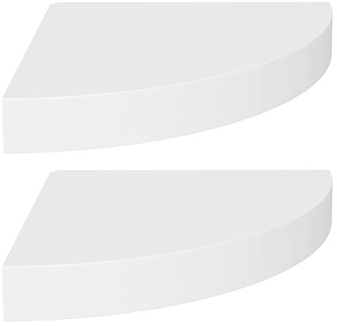 vidaXL Floating Corner Shelves – 2 pcs White Honeycomb MDF Corner Shelves - Modern Invisible Mount Wall Shelves for Office, Living Room and Bedroom