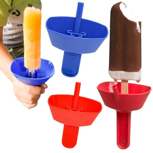 Eis Am Stiel-Halter Drip Free Popsicle Holder, Eishalterung Kinder,Eisformen Eis Am Stiel Halter Eis Am Stiel Formen Halter Gegen Schmutzige Hände Mit Strohhalm Für Kids(2-Sätze)