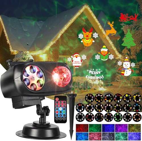 Litake Halloween Projektor Aussen,4/6/8 Mustermodi 15W 20 Folien Projektor Weihnachten Wasserdicht 10 Farben Ocean Wave LED Weihnachtsprojektor mit Remote für Geburtstag Party Hochzeit Deco