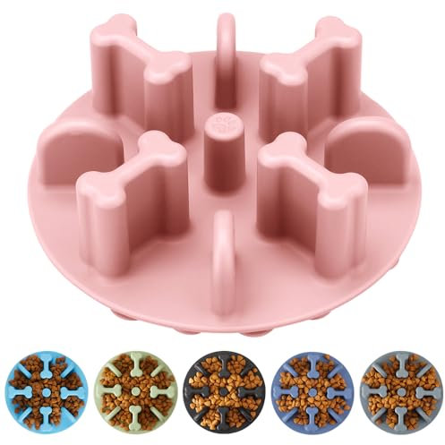 Animire Soft Silicone Anti-Choking Puzzle Slow Feeder Insert, Compatible with Regular Elevated Dog Bowls Slow2.0
