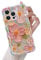 QLTYPRI Case for iPhone 15 Pro Case, Colorful Retro Oil Painting Flower Pattern Cute Curly Wave Frame Exquisite Phone Case for Girls Women,Shockproof TPU Protective Phone Cover for iPhone 15 Pro-Green