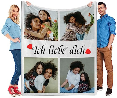 Personalisierte Weihnachten Geschenke für Mama, Personalisierte Decke mit Foto, Personalisierte Kuscheldecke mit Foto, Fotodecke mit Eigenem Fotos, Personalisierte Geschenk für Mama, Kinder, Baby