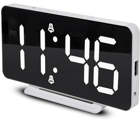 Green Blue LED Wecker Digital Uhr mit Alarm und Thermometerfunktion | Großen Zahlen, Doppelwecker mit Snooze/Schlummerfunktion, USB Ladestation