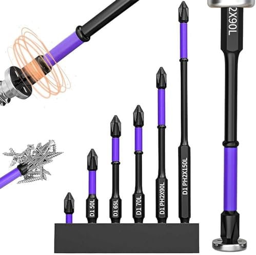 Set di Punte Magnetiche per Avvitatore, 25mm/50mm/65mm/70mm/90mm/150mm Punte Avvitatore Magnetiche, Testa Magnetica con Supporto per Cacciaviti Elettrici r Cacciaviti Manuali(6Pcs)