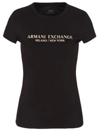Armani Exchange Moderne Damenmode, Schwarz/Gold, Groß