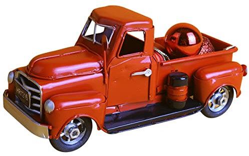 Oikabio 17,8 cm Vintage-LKW, Weihnachtsdekoration, einhändiges Metall-LKW, Automodell, Weihnachtskugel für Weihnachtsdekoration, Rot