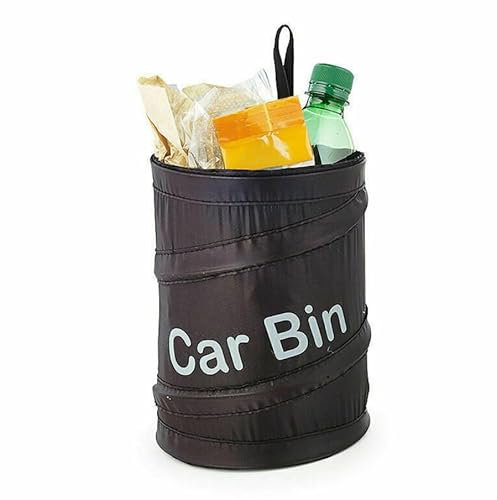 CYBERPLANET Portable Collapsible Car Trash Can - Pop-up Waterproof Bin, Tidy Hanging Rubbish Container for Front and Back, Black