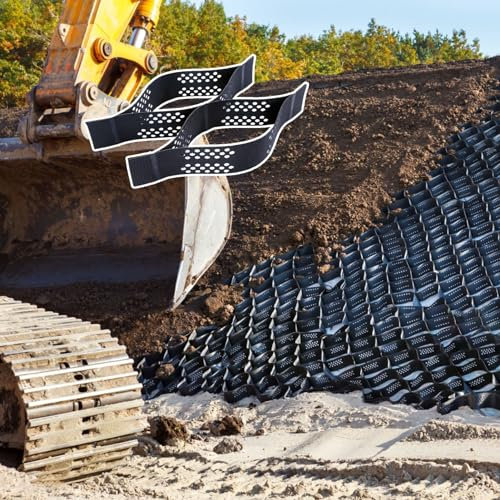 JAYWIS Kiesgitter Hangschutz-Geogitter 5 cm Tief, Kies/Sand/Boden Durchlässiges Wegegitter-Geozelle, Wabenpflasterstabilisator für Garten, Auffahrt und Weg (Size : 6x7m/19.68x22.96ft)