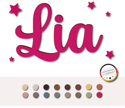 Individueller 3D Schriftzug aus Holz mit Kleberückseite für Kinderzimmer, Wohnzimmer, Büro, Küche, Flur - personalisierbar - Türschild mit Namen - Wanddeko (pinkberry)