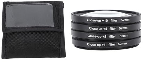 Nahfilter-Set, 4-teilig (+1,+2,+4,+10), Makrofilter-Zubehör, Nahlinsen-Filter-Set mit Aufbewahrungstasche für DSLR-Kamera, für Nikon, für Pentax, für Fuji Usw (52mm)