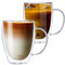 CMXING Doppelwandige Latte Macchiato Gläser Set 2er Set 350ML Kaffeeglas Teegläser mit Henkel Borosilikatglas Kaffeetassen Glas für Cappuccino,Tee,Sodawasser,Milch,kaltes Getränk