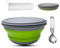 RMAMSCOV Camping Bowl, 1 PCS Food Grade Silicone Collapsible Bowl Lunch Box Salad Bowl with Lid, Expandable Food Storage Containers Set with Free folding tableware and storage bag (Green-600ml)