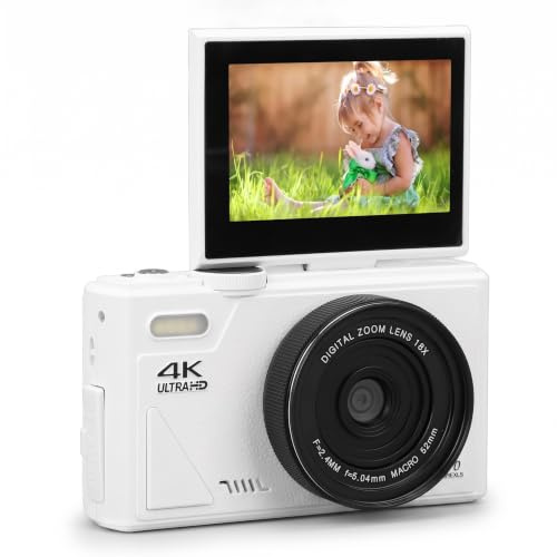 4K-Digitalkamera, 64 MP FHD Digitale Point-and-Shoot-Kamera mit 3-Zoll-Bildschirm, 18-fachem Zoom, Autofokus, Tragbare Kompaktkamera, Taschen-Digitalkamera für Kinder, Teenager,