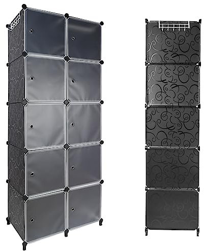 Perchero de pie Estante de Almacenamiento de Armario portátil Cubos de Almacenamiento modulares Hechos de plástico Resistente fácil Montaje para Ropa Accesorios Juguetes (18 Cubos)