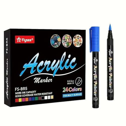 Frilla 24-teiliges Acrylmarker-Set, Acrylstifte für Steine Wasserfest Für Kunststoff Glas Holz Keramik Metall Reifen Leinwand | ACRYLICPENS
